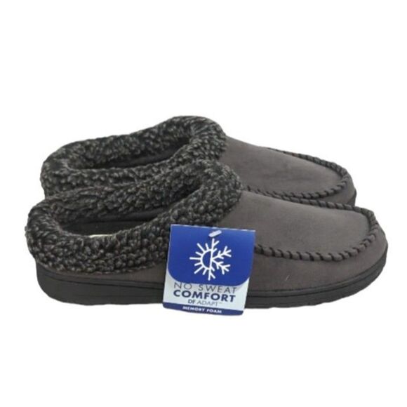 Dearfoams Mens Size 9-10 M Taupe Pavement Suede Slip On Moc Toe Mule Slipper main image 11